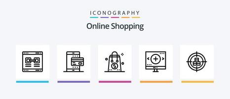 paquete de iconos de la línea 5 de compras en línea, incluido en línea. negocio. logístico. enamorado. robot. diseño de iconos creativos vector