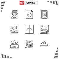 Outline Pack of 9 Universal Symbols of decor move mobile love home Editable Vector Design Elements