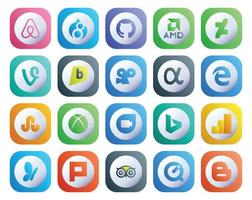 20 Social Media Icon Pack Including tripadvisor msn app net google analytics google duo vector