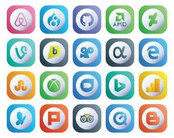 20 Social Media Icon Pack Including tripadvisor msn app net google analytics google duo vector