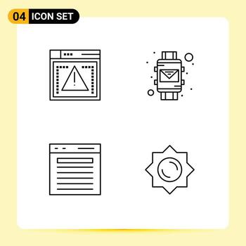 Set of 4 Vector Filledline Flat Colors on Grid for file find error smart wrist search Editable Vector Design Elements