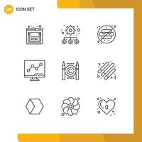 9 Creative Icons Modern Signs and Symbols of copyright business no screen chart Editable Vector Design Elements
