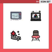 Universal Icon Symbols Group of 4 Modern Filledline Flat Colors of console map music computer leaf Editable Vector Design Elements