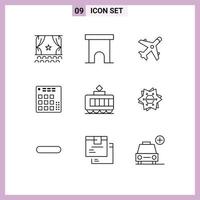 Set of 9 Modern UI Icons Symbols Signs for live controller shop audio plane Editable Vector Design Elements