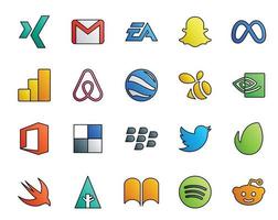 20 paquetes de íconos de redes sociales que incluyen blackberry office meta nvidia google earth vector