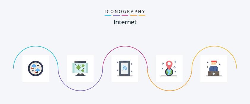 Internet Flat 5 Icon Pack Including criminal. pin. network. location. geolocation vector