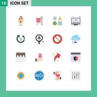 Pack of 16 Modern Flat Colors Signs and Symbols for Web Print Media such as drop screen transfusion play toy Editable Pack of Creative Vector Design Elements