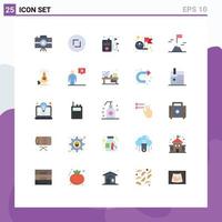 Editable Vector Line Pack of 25 Simple Flat Colors of mountain target hobbies success employee Editable Vector Design Elements