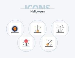 Halloween Flat Icon Pack 5 Icon Design. frightening. witch broom. coin. halloween broom. broom vector