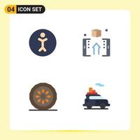 4 Universal Flat Icon Signs Symbols of accessibility dinner box online kitchen Editable Vector Design Elements
