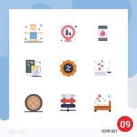 9 Universal Flat Colors Set for Web and Mobile Applications commerce file egg coffee creative Editable Vector Design Elements