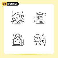 Pack of 4 Modern Filledline Flat Colors Signs and Symbols for Web Print Media such as location mobile security document technology Editable Vector Design Elements