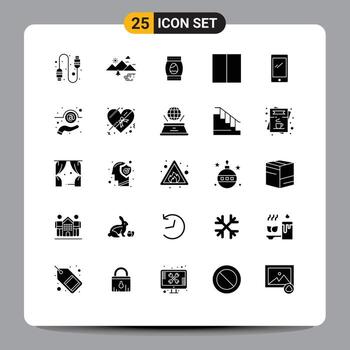 Group of 25 Modern Solid Glyphs Set for android smart phone egg phone grid Editable Vector Design Elements