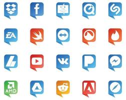 20 logotipos de estilo de burbujas de discurso de redes sociales como video de pandora rápido youtube adsense vector