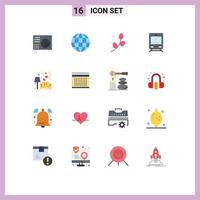 Group of 16 Flat Colors Signs and Symbols for sofa travel plent transportation train Editable Pack of Creative Vector Design Elements