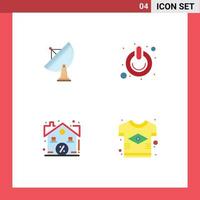 Modern Set of 4 Flat Icons Pictograph of satellite switch space off estate Editable Vector Design Elements