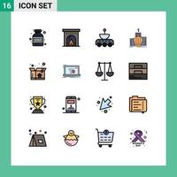 Pictogram Set of 16 Simple Flat Color Filled Lines of delivery royal science monarchy king Editable Creative Vector Design Elements