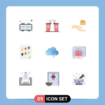 Editable Vector Line Pack of 9 Simple Flat Colors of computing report folder paper high Editable Vector Design Elements