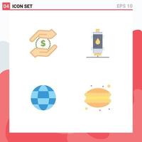 4 Creative Icons Modern Signs and Symbols of currency geyser money heat internet Editable Vector Design Elements