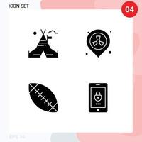 User Interface Pack of Basic Solid Glyphs of tent free football american pollution encryption Editable Vector Design Elements