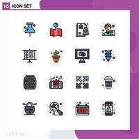 Set of 16 Modern UI Icons Symbols Signs for text female financial avatar analyst Editable Creative Vector Design Elements