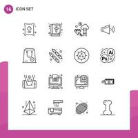 User Interface Pack of 16 Basic Outlines of commerce on dimond volume sound Editable Vector Design Elements