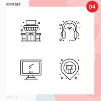 Pictogram Set of 4 Simple Filledline Flat Colors of building computer supermarket head device Editable Vector Design Elements