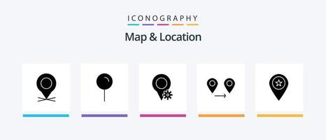 Map and Location Glyph 5 Icon Pack Including . location. pin. map. Creative Icons Design vector