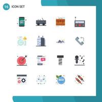 16 Thematic Vector Flat Colors and Editable Symbols of education radio business music device Editable Pack of Creative Vector Design Elements