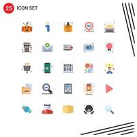 User Interface Pack of 25 Basic Flat Colors of bakery pin interface location mailing Editable Vector Design Elements