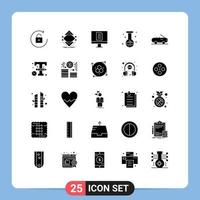 25 Creative Icons Modern Signs and Symbols of car flask computer eye beaker Editable Vector Design Elements