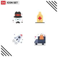 4 User Interface Flat Icon Pack of modern Signs and Symbols of avatar launch fathers canada business Editable Vector Design Elements