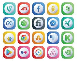 20 Social Media Icon Pack Including apps kickstarter fiverr dislike chrome vector