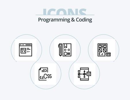paquete de iconos de línea de programación y codificación 5 diseño de iconos. desarrollo. codificación. desarrollar. desarrollo. codificación vector