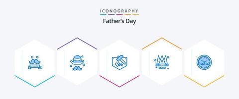 Fathers Day 25 Blue icon pack including family time. king. day. father. crown vector