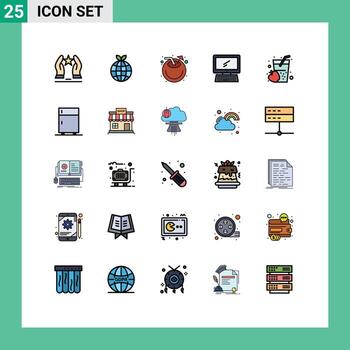 Pack of 25 creative Filled line Flat Colors of apple imac beach device computer Editable Vector Design Elements
