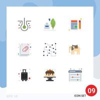 User Interface Pack of 9 Basic Flat Colors of electronics biophysics write file attachment Editable Vector Design Elements