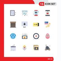 Modern Set of 16 Flat Colors and symbols such as garage building camera mobile encryption Editable Pack of Creative Vector Design Elements