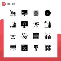 Pictogram Set of 16 Simple Solid Glyphs of drink media player develop media supply Editable Vector Design Elements