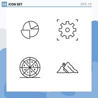 User Interface Pack of 4 Basic Filledline Flat Colors of analytics mountain graph setting hill Editable Vector Design Elements