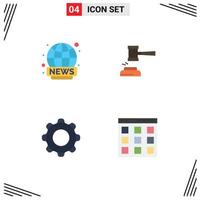 4 Creative Icons Modern Signs and Symbols of world wide judge news court legal Editable Vector Design Elements