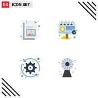 paquete de línea de vector editable de 4 iconos planos simples de actualización de sistema de anuncio de imagen de actualización de negocio elementos de diseño de vector editable