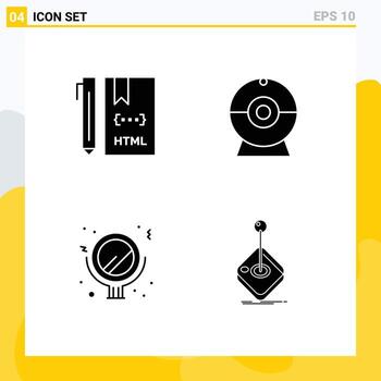 glifos sólidos vectoriales temáticos y símbolos editables de desarrollo de maquillaje de código cámara arcade elementos de diseño vectorial editables vector