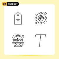 4 Universal Filledline Flat Colors Set for Web and Mobile Applications military bakery star increase dessert Editable Vector Design Elements