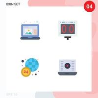 Group of 4 Modern Flat Icons Set for create news competition sports audio play Editable Vector Design Elements