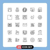 Universal Icon Symbols Group of 25 Modern Lines of checklist networking goals mobile achievement Editable Vector Design Elements