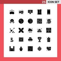 Set of 25 Modern UI Icons Symbols Signs for smartphone device online oil barrel Editable Vector Design Elements