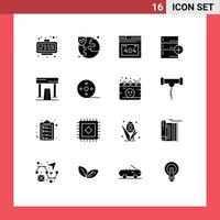 Set of 16 Modern UI Icons Symbols Signs for athletics database error data backup Editable Vector Design Elements