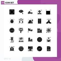 25 Thematic Vector Solid Glyphs and Editable Symbols of sport play car game professor Editable Vector Design Elements