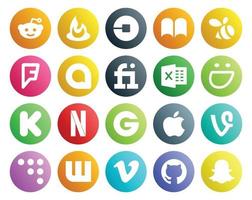 20 Social Media Icon Pack Including coderwall apple google allo groupon kickstarter vector